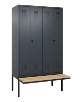 C+P Schwarz-Weiß-Spind Evolo PLUS 0490427-22 schw.Bank 2 Abt.je 400mm Drehriegel (HxBxT) 2120x800x815mm 7035/5012
