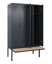 C+P Schwarz-Weiß-Spind Evolo PLUS 0490427-22 schw.Bank 2 Abt.je 400mm Drehriegel (HxBxT) 2120x800x815mm 7035/5012