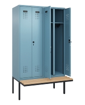 C+P Schwarz-Weiß-Spind Evolo PLUS 0490427-20 schw.Bank 2 Abt.je 300mm Drehriegel (HxBxT) 2120x600x815mm 2004/2004
