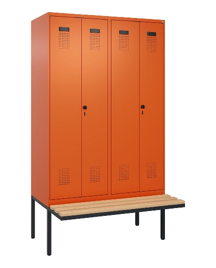 C+P Schwarz-Weiß-Spind Evolo PLUS 0490427-20 schw.Bank 2 Abt.je 300mm Drehriegel (HxBxT) 2120x600x815mm 2004/2004