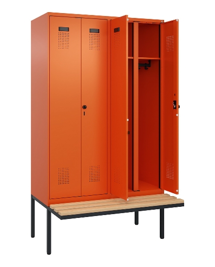 C+P Schwarz-Weiß-Spind Evolo PLUS 0490427-20 schw.Bank 2 Abt.je 300mm Drehriegel (HxBxT) 2120x600x815mm 2004/2004
