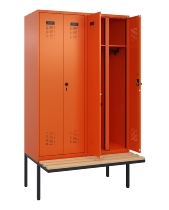 C+P Schwarz-Weiß-Spind Evolo PLUS 0490427-20 schw.Bank 2 Abt.je 300mm Drehriegel (HxBxT) 2120x600x815mm 2004/2004
