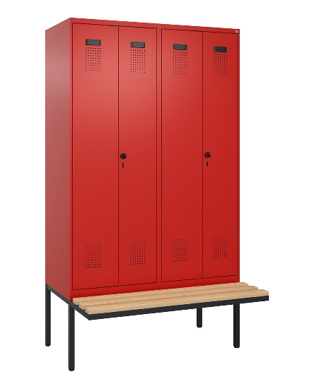 C+P Schwarz-Weiß-Spind Evolo PLUS 0490427-20 schw.Bank 2 Abt.je 300mm Drehriegel (HxBxT) 2120x600x815mm 2004/2004