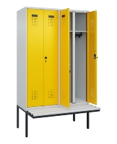 C+P Schwarz-Weiß-Spind Evolo PLUS 0490427-20 schw.Bank 2 Abt.je 300mm Drehriegel (HxBxT) 2120x600x815mm 7035/3003