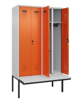 C+P Schwarz-Weiß-Spind Evolo PLUS 0490427-20 schw.Bank 2 Abt.je 300mm Drehriegel (HxBxT) 2120x600x815mm 7035/3003