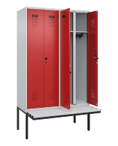 C+P Schwarz-Weiß-Spind Evolo PLUS 0490427-20 schw.Bank 2 Abt.je 300mm Drehriegel (HxBxT) 2120x600x815mm 7035/3003