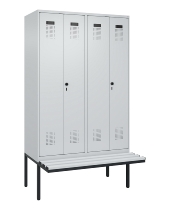 C+P Schwarz-Weiß-Spind Evolo PLUS 0490427-20 schw.Bank 2 Abt.je 300mm Drehriegel (HxBxT) 2120x600x815mm 7035/3003