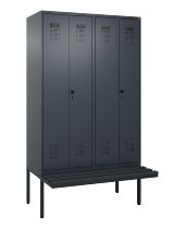 C+P Schwarz-Weiß-Spind Evolo PLUS 0490427-20 schw.Bank 2 Abt.je 300mm Drehriegel (HxBxT) 2120x600x815mm 7035/3003
