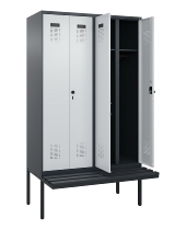 C+P Schwarz-Weiß-Spind Evolo PLUS 0490427-20 schw.Bank 2 Abt.je 300mm Drehriegel (HxBxT) 2120x600x815mm 7035/3003
