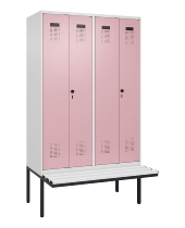 C+P Schwarz-Weiß-Spind Evolo PLUS 0490427-20 schw.Bank 2 Abt.je 300mm Drehriegel (HxBxT) 2120x600x815mm 7035/3003