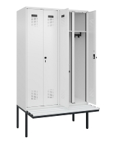 C+P Schwarz-Weiß-Spind Evolo PLUS 0490427-20 schw.Bank 2 Abt.je 300mm Drehriegel (HxBxT) 2120x600x815mm 7035/3003