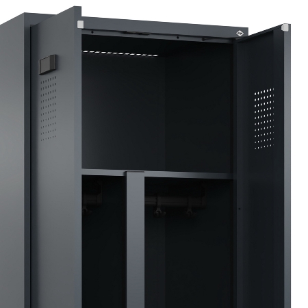 C+P PSA Doppel-Spind Evolo PLUS 0490427-20 schw.Bank 2 Abt.je 300mm Drehriegel (HxBxT) 2120x600x815mm 7035/0024