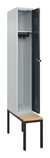 C+P Spind Evolo PLUS 0490507-32 mit Bank 3 Abt.400mm Drehriegel (HxBxT) 2120x1200x815mm 9016/3015