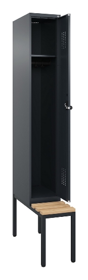 C+P Spind Evolo PLUS 0490507-32 mit Bank 3 Abt.400mm Drehriegel (HxBxT) 2120x1200x815mm 9016/3015