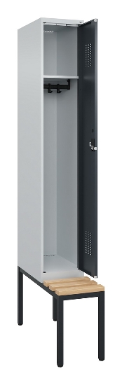 C+P Spind Evolo PLUS 0490507-32 mit Bank 3 Abt.400mm Drehriegel (HxBxT) 2120x1200x815mm 9016/3015
