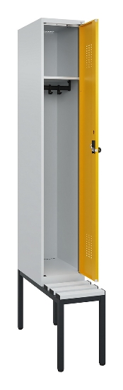 C+P Spind Evolo PLUS 0490507-12 mit Bank 1 Abt.400mm Drehriegel (HxBxT) 2120x400x815mm 7035/6011