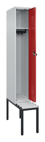 C+P Spind Evolo PLUS 0490507-12 mit Bank 1 Abt.400mm Drehriegel (HxBxT) 2120x400x815mm 7035/6011