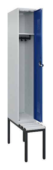 C+P Spind Evolo PLUS 0490507-12 mit Bank 1 Abt.400mm Drehriegel (HxBxT) 2120x400x815mm 7035/6011