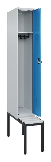 C+P Spind Evolo PLUS 0490507-12 mit Bank 1 Abt.400mm Drehriegel (HxBxT) 2120x400x815mm 7035/6011