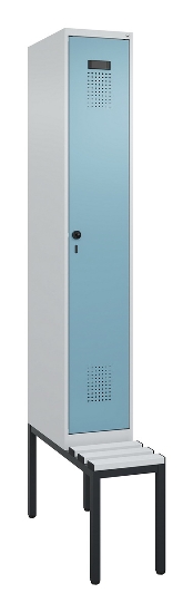C+P Spind Evolo PLUS 0490507-12 mit Bank 1 Abt.400mm Drehriegel (HxBxT) 2120x400x815mm 7035/6011