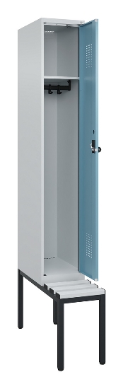 C+P Spind Evolo PLUS 0490507-12 mit Bank 1 Abt.400mm Drehriegel (HxBxT) 2120x400x815mm 7035/6011