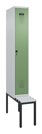 C+P Spind Evolo PLUS 0490507-12 mit Bank 1 Abt.400mm Drehriegel (HxBxT) 2120x400x815mm 7035/6011