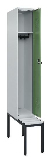 C+P Spind Evolo PLUS 0490507-12 mit Bank 1 Abt.400mm Drehriegel (HxBxT) 2120x400x815mm 7035/6011