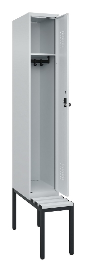 C+P Spind Evolo PLUS 0490507-12 mit Bank 1 Abt.400mm Drehriegel (HxBxT) 2120x400x815mm 7035/6011