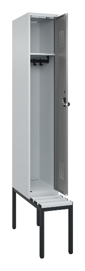 C+P Spind Evolo PLUS 0490507-12 mit Bank 1 Abt.400mm Drehriegel (HxBxT) 2120x400x815mm 7035/6011