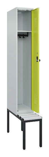C+P Spind Evolo PLUS 0490507-12 mit Bank 1 Abt.400mm Drehriegel (HxBxT) 2120x400x815mm 7035/6011
