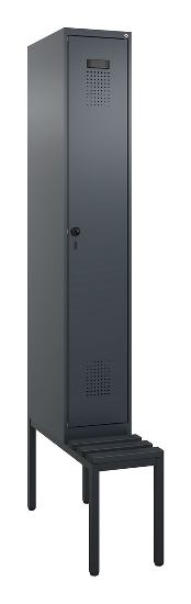 C+P Spind Evolo PLUS 0490507-12 mit Bank 1 Abt.400mm Drehriegel (HxBxT) 2120x400x815mm 7035/6011