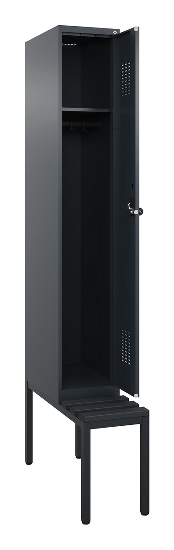 C+P Spind Evolo PLUS 0490507-12 mit Bank 1 Abt.400mm Drehriegel (HxBxT) 2120x400x815mm 7035/6011