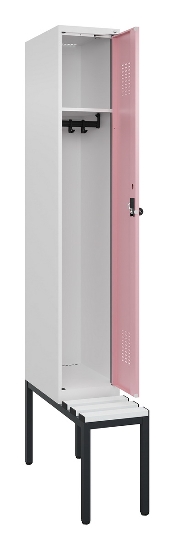 C+P Spind Evolo PLUS 0490507-12 mit Bank 1 Abt.400mm Drehriegel (HxBxT) 2120x400x815mm 7035/6011