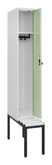 C+P Spind Evolo PLUS 0490507-12 mit Bank 1 Abt.400mm Drehriegel (HxBxT) 2120x400x815mm 7035/6011