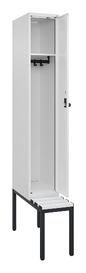 C+P Spind Evolo PLUS 0490507-12 mit Bank 1 Abt.400mm Drehriegel (HxBxT) 2120x400x815mm 7035/6011