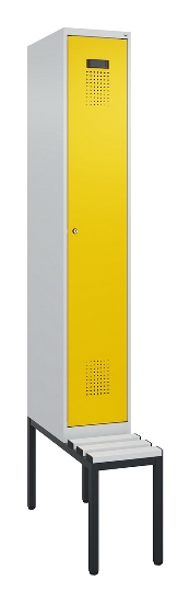 C+P Spind Evolo PLUS 0490507-12 mit Bank 1 Abt.400mm Drehriegel (HxBxT) 2120x400x815mm 7035/6011