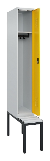 C+P Spind Evolo PLUS 0490507-12 mit Bank 1 Abt.400mm Drehriegel (HxBxT) 2120x400x815mm 7035/6011