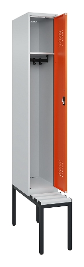 C+P Spind Evolo PLUS 0490507-12 mit Bank 1 Abt.400mm Drehriegel (HxBxT) 2120x400x815mm 7035/6011