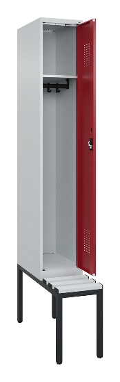 C+P Spind Evolo PLUS 0490507-12 mit Bank 1 Abt.400mm Drehriegel (HxBxT) 2120x400x815mm 7035/6011