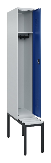 C+P Spind Evolo PLUS 0490507-12 mit Bank 1 Abt.400mm Drehriegel (HxBxT) 2120x400x815mm 7035/6011