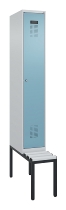 C+P Spind Evolo PLUS 0490507-12 mit Bank 1 Abt.400mm Drehriegel (HxBxT) 2120x400x815mm 7035/6011