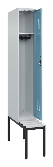 C+P Spind Evolo PLUS 0490507-12 mit Bank 1 Abt.400mm Drehriegel (HxBxT) 2120x400x815mm 7035/6011
