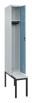 C+P Spind Evolo PLUS 0490507-12 mit Bank 1 Abt.400mm Drehriegel (HxBxT) 2120x400x815mm 7035/6011