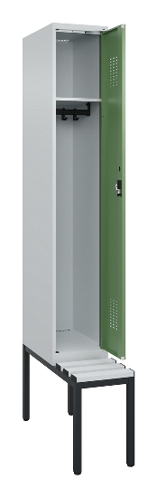 C+P Spind Evolo PLUS 0490507-12 mit Bank 1 Abt.400mm Drehriegel (HxBxT) 2120x400x815mm 7035/6011