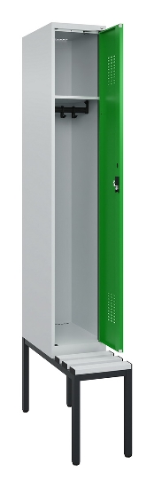 C+P Spind Evolo PLUS 0490507-12 mit Bank 1 Abt.400mm Drehriegel (HxBxT) 2120x400x815mm 7035/6011