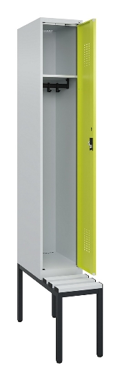 C+P Spind Evolo PLUS 0490507-12 mit Bank 1 Abt.400mm Drehriegel (HxBxT) 2120x400x815mm 7035/6011