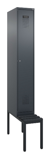 C+P Spind Evolo PLUS 0490507-12 mit Bank 1 Abt.400mm Drehriegel (HxBxT) 2120x400x815mm 7035/6011