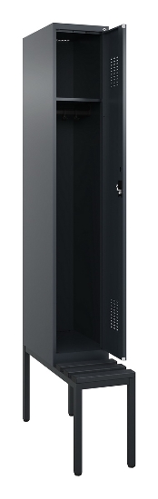 C+P Spind Evolo PLUS 0490507-12 mit Bank 1 Abt.400mm Drehriegel (HxBxT) 2120x400x815mm 7035/6011