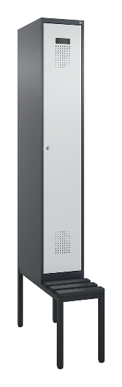 C+P Spind Evolo PLUS 0490507-12 mit Bank 1 Abt.400mm Drehriegel (HxBxT) 2120x400x815mm 7035/6011