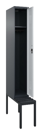 C+P Spind Evolo PLUS 0490507-12 mit Bank 1 Abt.400mm Drehriegel (HxBxT) 2120x400x815mm 7035/6011
